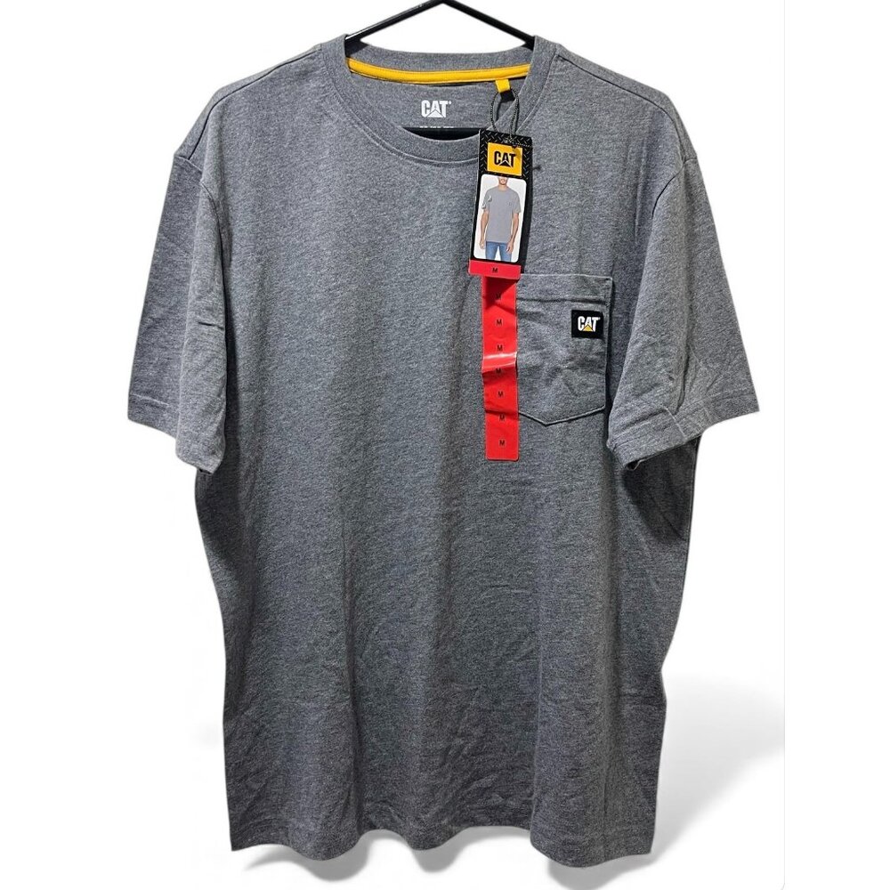 Caterpillar NWT Mens Gray Short Sleeve Crew Neck Pocket T-Shirt, Medium, New